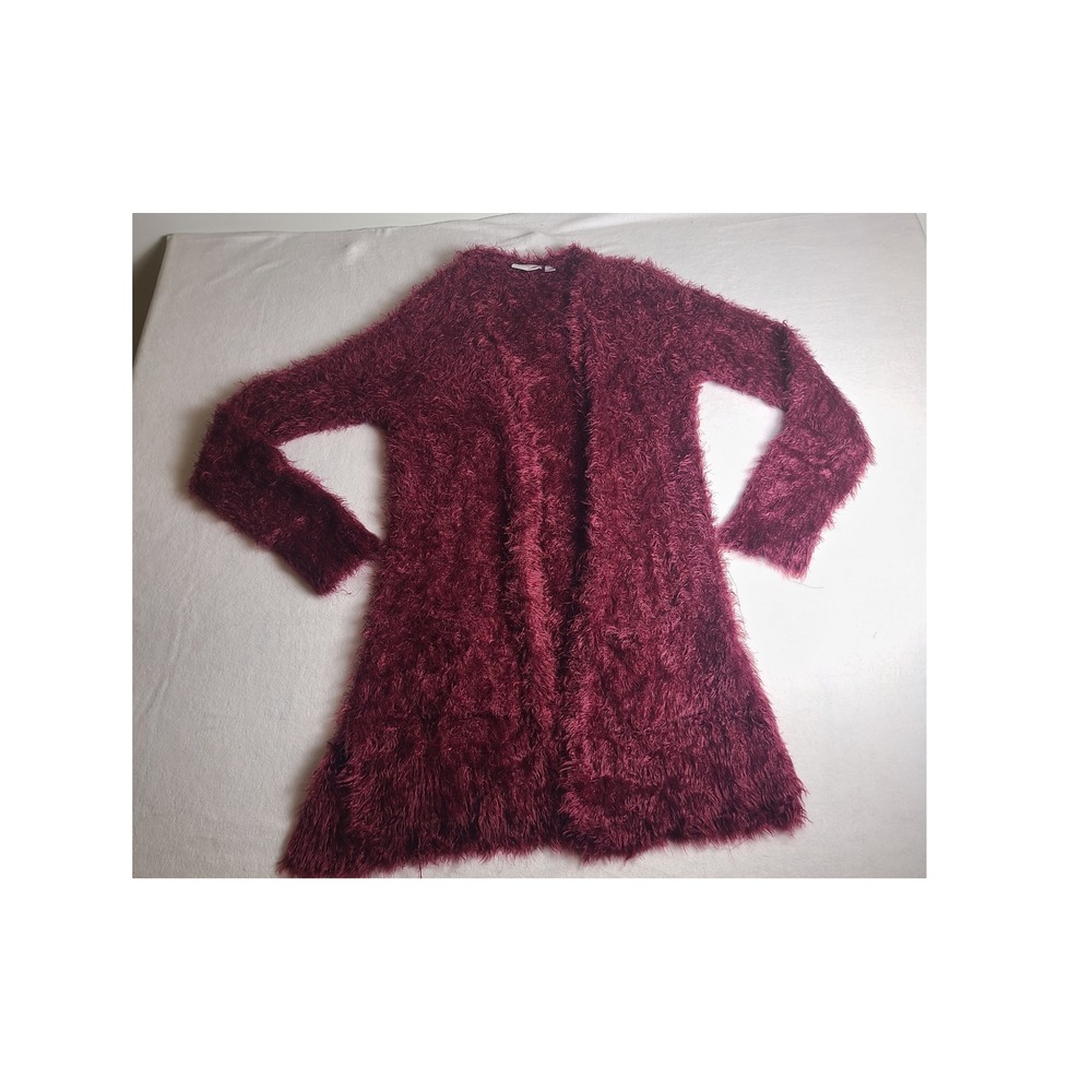The Children's Place Eyelash Knit Cardigan Girls XXL/ 16 Burgundy Fuzzy Winter